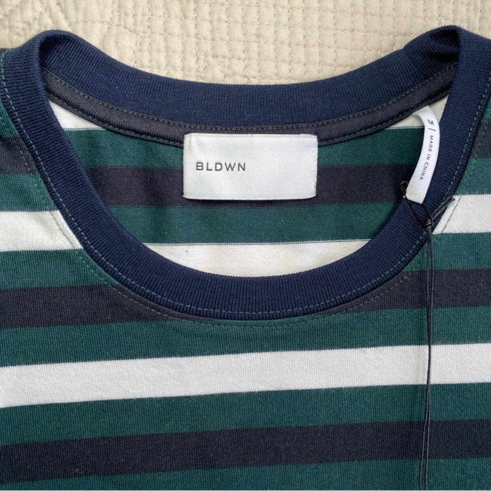 BLDWN Crew Neck Short Sleeve Green Black and White T-shirt Size Medium - Picture 5 of 7